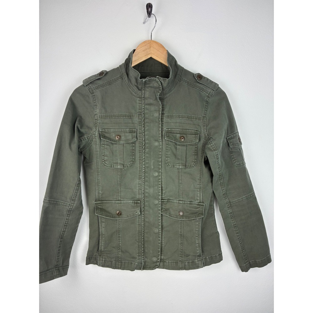 Kensie Jeans Olive Military Utility Jacket Size Small Cotton Stretch - Picture 4 of 13